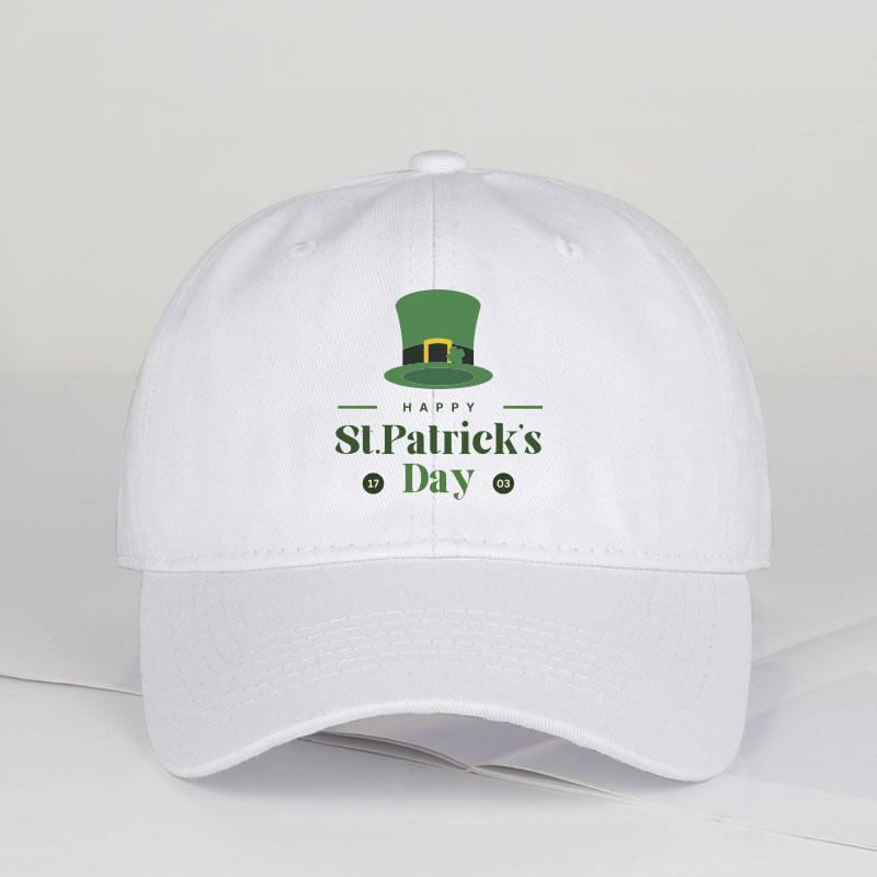 

St. Patrick s Day Leprechaun Hat Print Soft-Top Baseball Cap Soft, Comfortable, Lightweight, Breathable, Adjustable Festive, Ret белый