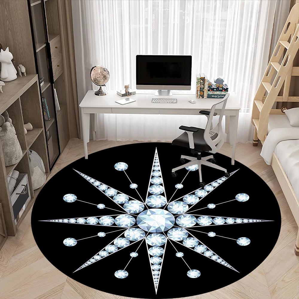 1pc Diamond Star Office Round Rug, Carpet for Office, Gaming, Lightweight Round Floor Mat Yy260205014