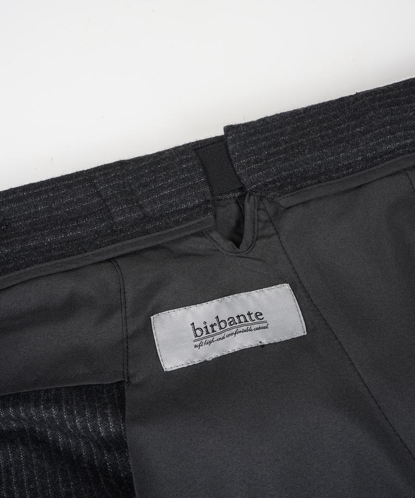 BIRBANTE Spandex S.L Fit Hidden Elastic Waist Slacks - Charcoal Stripe
