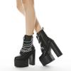 Plus Größe 35-42 Herbst Winter Gothic Frauen Stiefeletten Mode Metall Kette PU Leder Weibliche Kurze Stiefel Punk Stil damen Schuhe