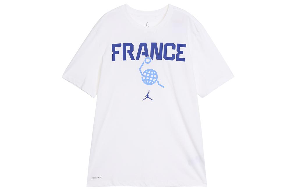 Jordan T Shirts Men's White Crew Neck Moderate Straight Fit HF6070-100