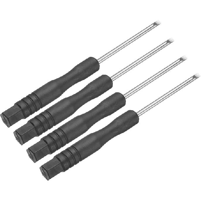 Uxcell 4 Stück Mini-Schlitzschraubendreher 3,0 mm Länge 80 mm Mikro-Präzisions-Flachkopfschraubendreher mit rutschfestem schwarzem Griff für Uhren und Brillen