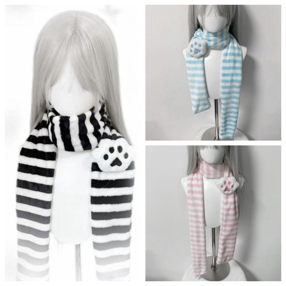 Soft Winter Scarf Stripe Long Plush Muffler Kawaii Neck Wrap  Daily Wear