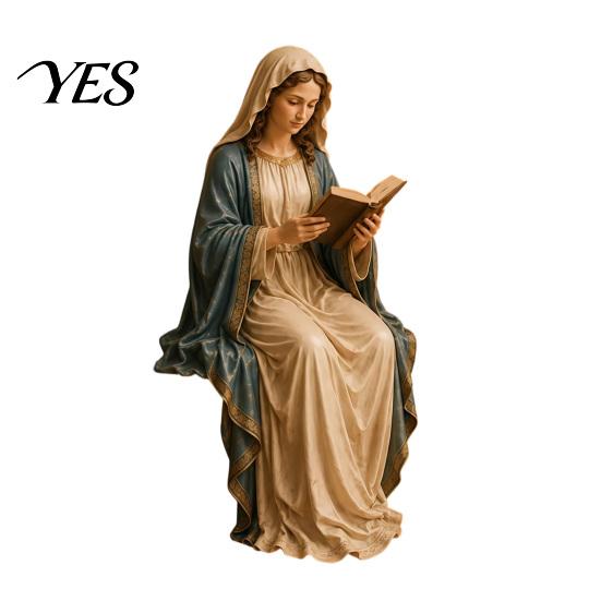 Reading Virgin Mary Figurine for Bookshelf, Resin Jesus Statue Shelf Faith-Based Home Decor Sitter, Decorative Sculpture Office, Gift Book Lovers