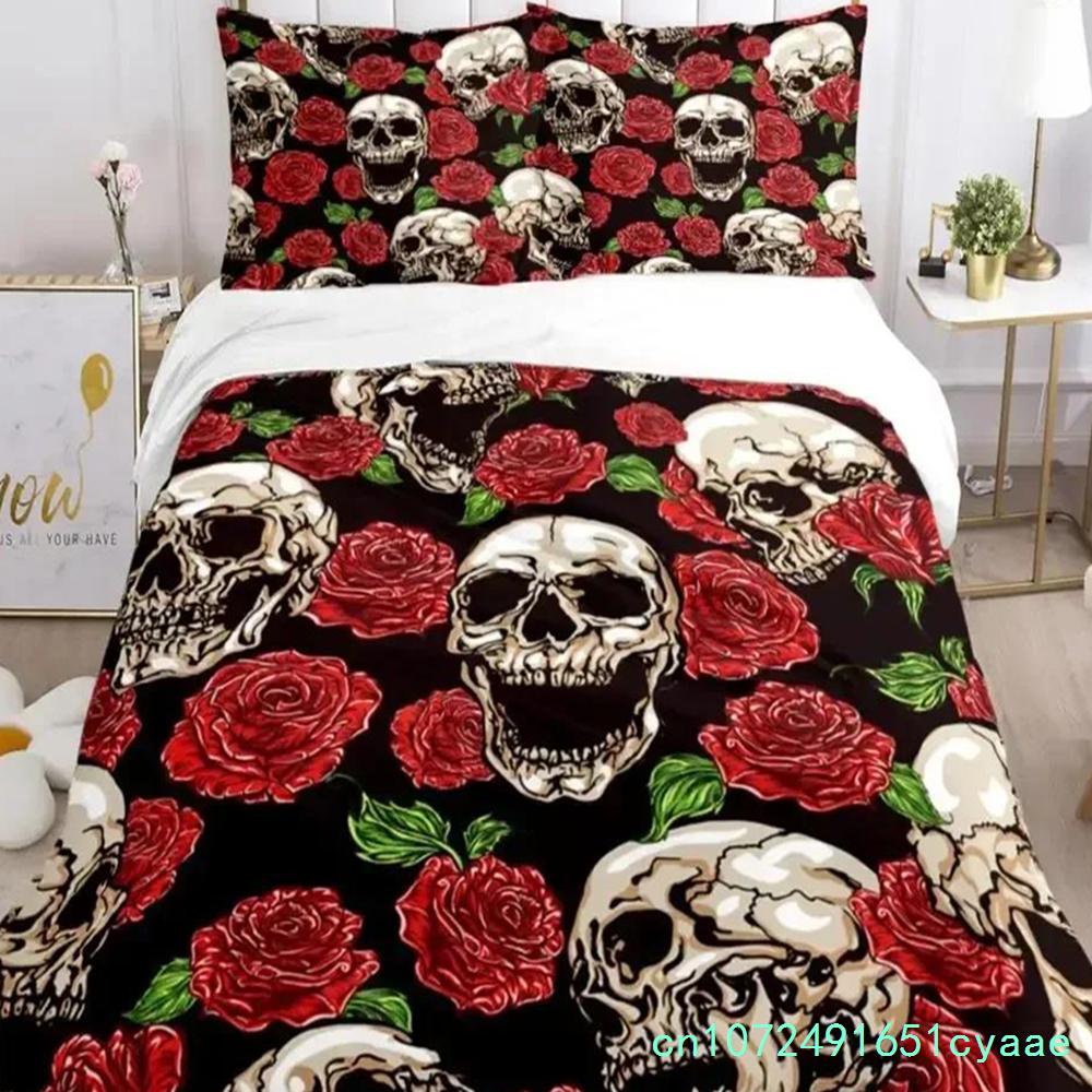 Skull Art HD Print Comfortable Duvet Quilt Cover Pillowcase Bedding Set Children Bedroom Decoration Home Textile