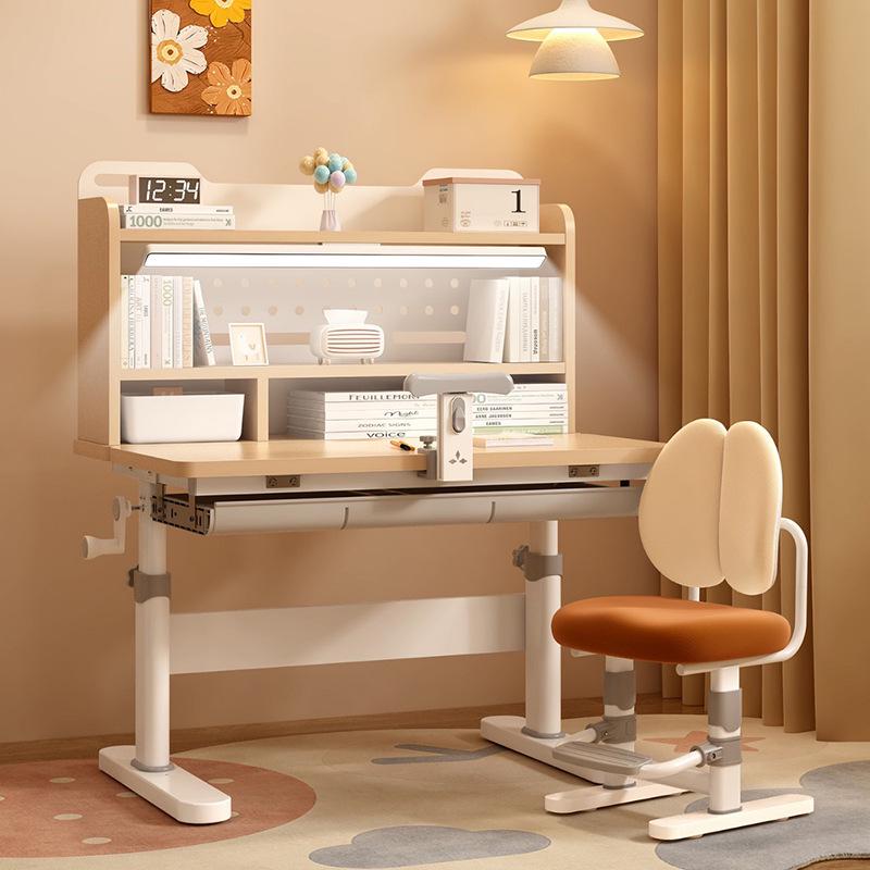 Kids' Study Desk & Chair Set with Storage - Metal Legs