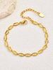 Waterproof 18k Gold Plated Chain Bracelet for Women Non Tarnish, Geometric Minimalist Hollow Link Bracelets Stake Bracelet