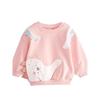 Girls' Sweatshirt Pure Cotton Top Children's Baby Autumn and Winter Clothing 2023 Pink Cartoon Long-Sleeve Thickened Base Shirt Trendy