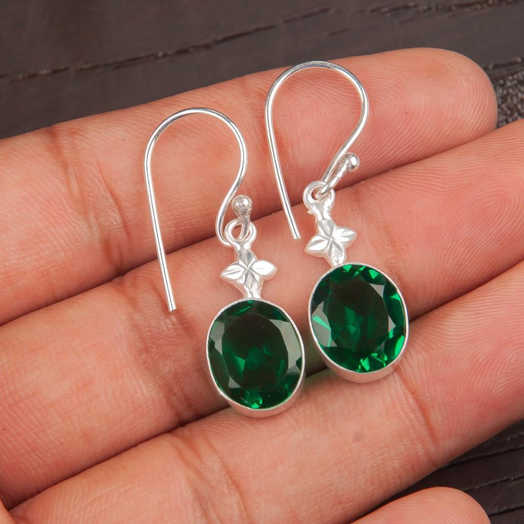 925 Sterling Silver Chrome Diopside Gemstone Ethnic Jewelry Earrings For Women EE-6-2