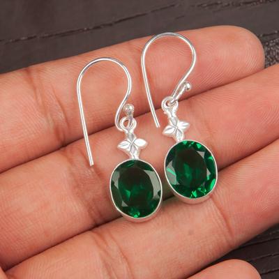 Серьги из стерлингового серебра 925 пробы с хромдиопсидом, этнические украшения для женщин EE-6-2