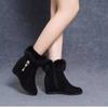 Fashion Women's Wedges Ankle Boots Internal Height Increasing Casual Boots Luxury Rhinestone Zip Boots for Women Plush Warm Winter Botas