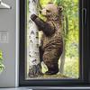 Realistic Cute Bear Window Sticker Transparent Removable Double Sided Glass Wall Decal for Home Shop Window Decor