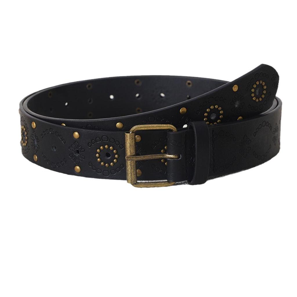 Unisex Punk Style Leather Belt with Rivet Decoration for Jeans