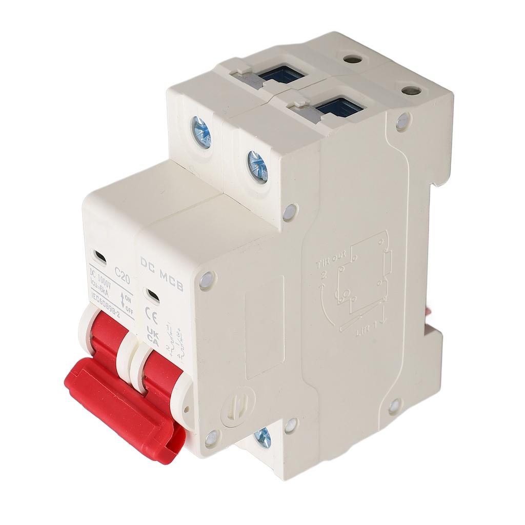 2P DC-Leistungsschalter 6000A Ausschaltvermögen Mini-Sicherheits-Leistungsschalter für Solar-Photovoltaiksystem 20A 1000V