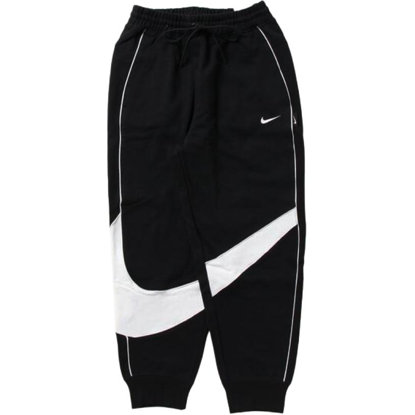 Nike Men's Black/White Sportswear Big Swoosh Fleece Pants (Asia Sizing) Streetwear Dx0565-010 Cm