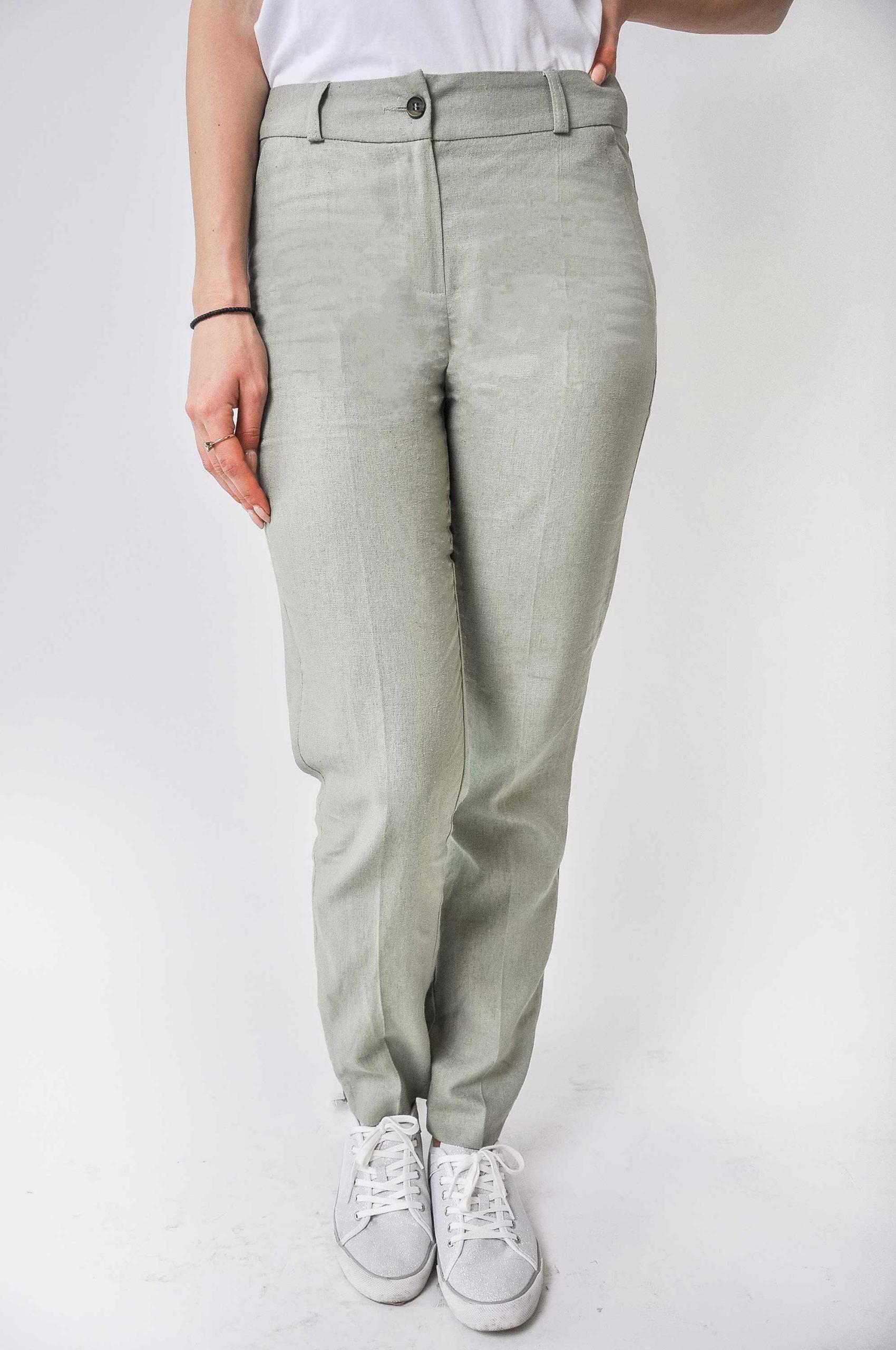 

Штани льон 42 темного кольору хакі