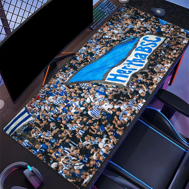 Hertha logo Mouse Pad, Large Gaming Desk Mat, Non-slip XXL Mousepad for Laptop & Tablet, Mini PC Playmat with Stitched Edges