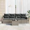 Garden Sofa Set 5 Pcs Grey Poly Rattan Steel and Glass