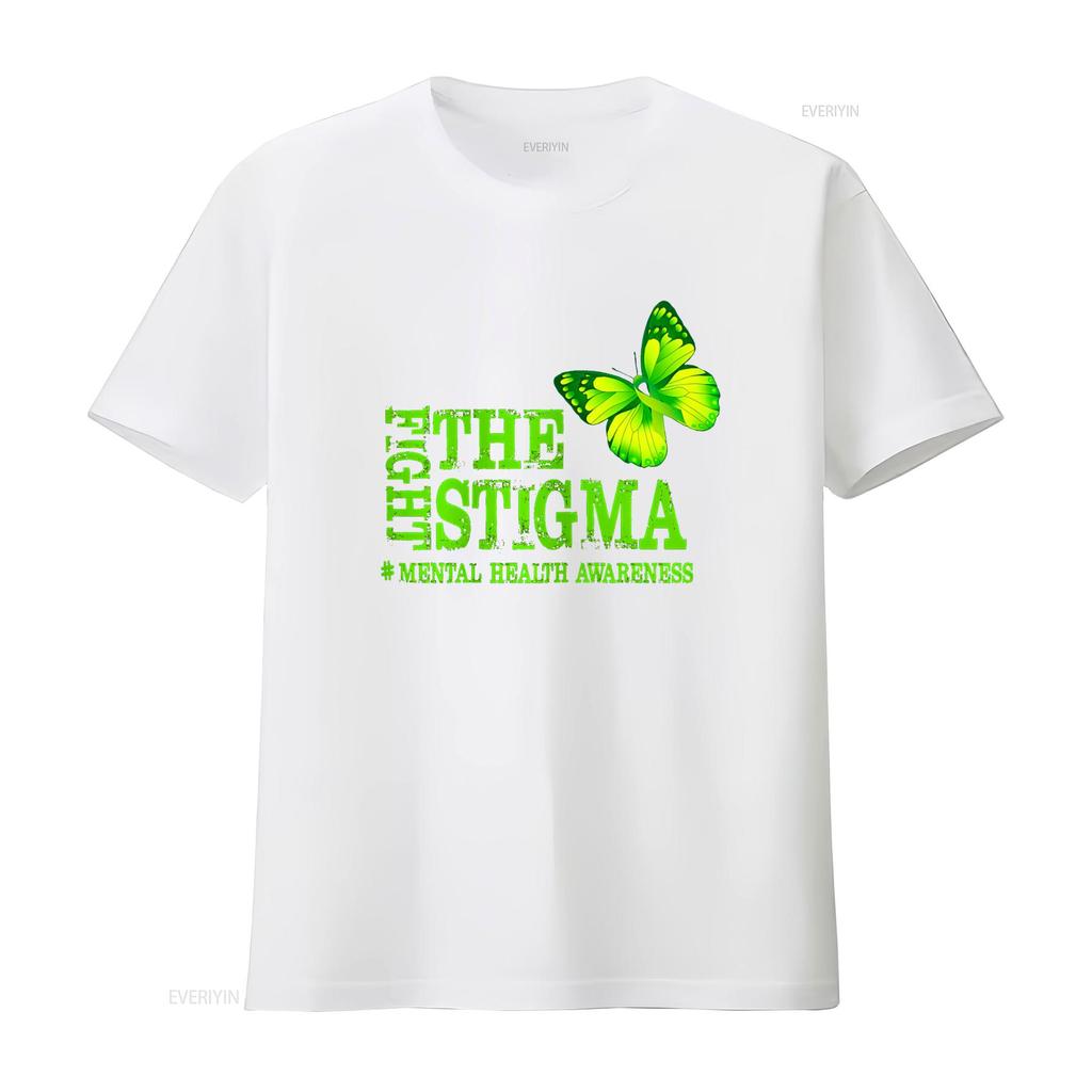 Women s Fight The Stigma T Shirt Mental Health Awareness Month Black vintage Washed homme streetwear Stylish Casual