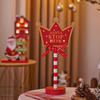 Christmas Street Sign Light with Bowknot Santa Stop Here North Pole Letter Vintage Reusable Xmas Holiday Decoration Desktop Guideboard LED Lamp