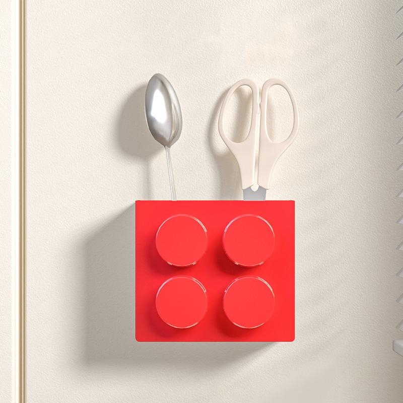Creative Block-shaped Magnetic Storage Box Kitchen Punch-free Refrigerator Magnet Storage Container Kitchen Tools Storage Basket