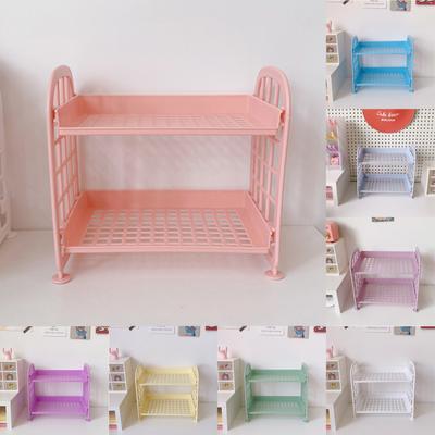 2vrstvá stolní polička Boční zábradlí Design Skládací dvouvrstvé stohování kosmetického papírnictví Stora