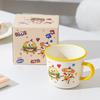 Fun burger ceramic mug three-dimensional coffee with lid water cup student office living room breakfast milk cup