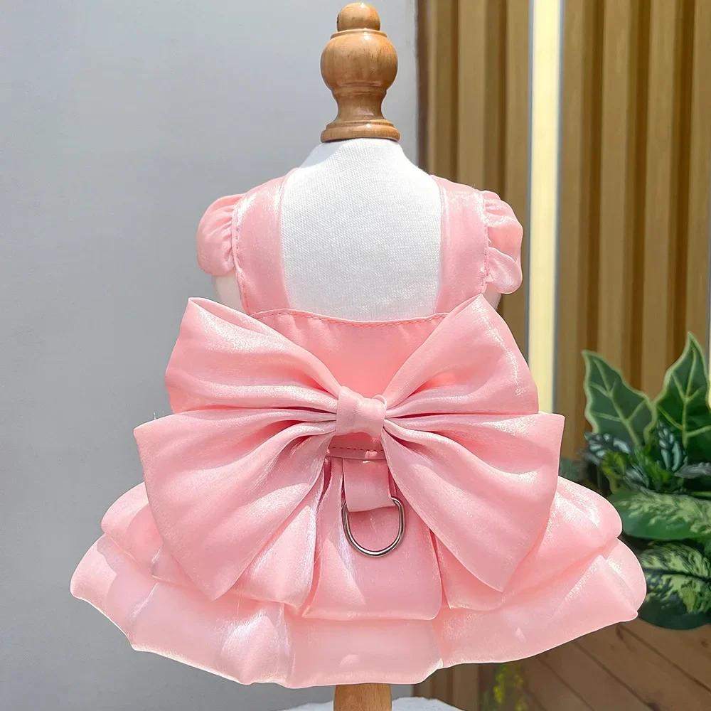 Fashion Sphynx Cat Full Dress with Bow Sweet Pet Wedding Dresses Clothes for Cats Gotas Kitten Skirt mascotas Costume vestidos