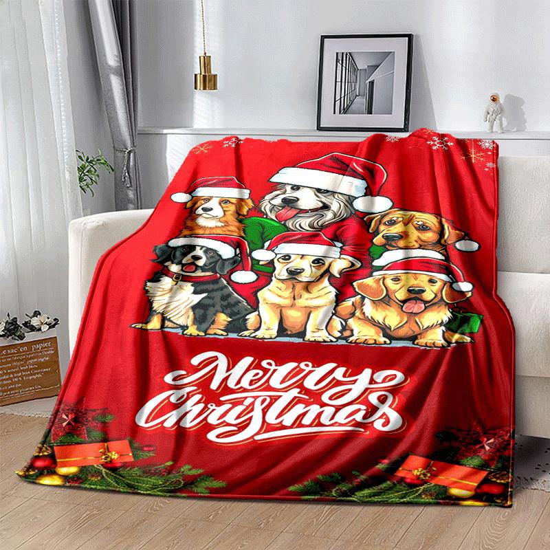1pc Merry Christmas Printing Lightweight Flannel Blanket, Comfortable and Warm Blanket, for Camping Sofa Bed and Couch Office, in All Seasons