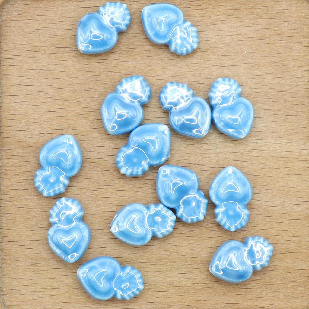 Glazed Ceramic Heart Beads with Vertical Holes for DIY Jewelry and Crafts