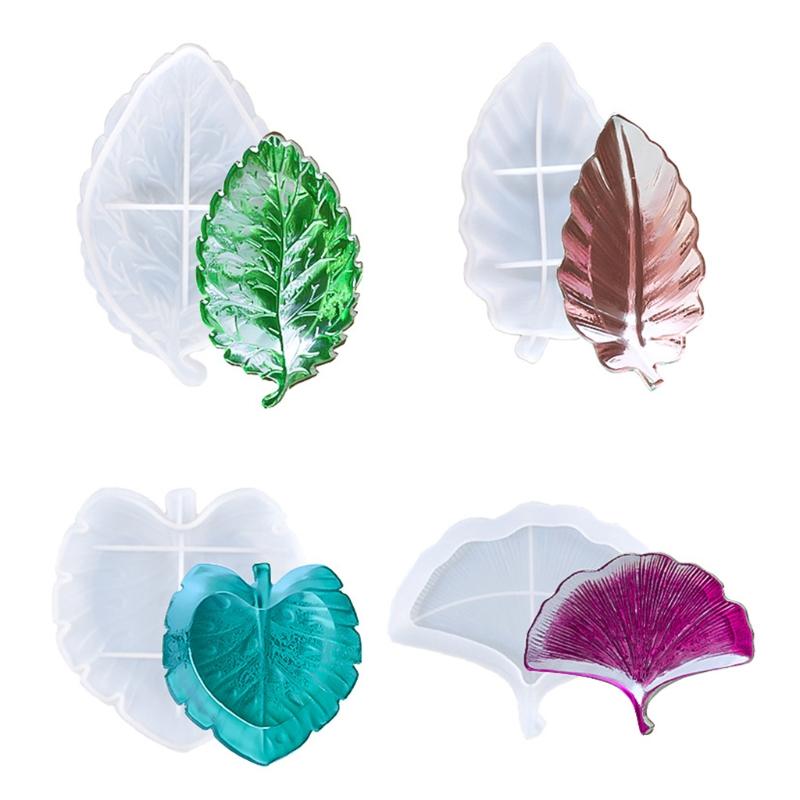 Tray Coaster Resin Mold Serving Board Mold Leaf Shaped Fruit Tray DIY Mold Tea Tray Organizer Box Dish Silicone Mold