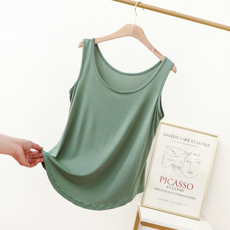 XL to 6XL Modal O-Neck Tank tops Summer women's camisole Thin Loose Sleeveless T-shirt Solid color Tee Top Large size
