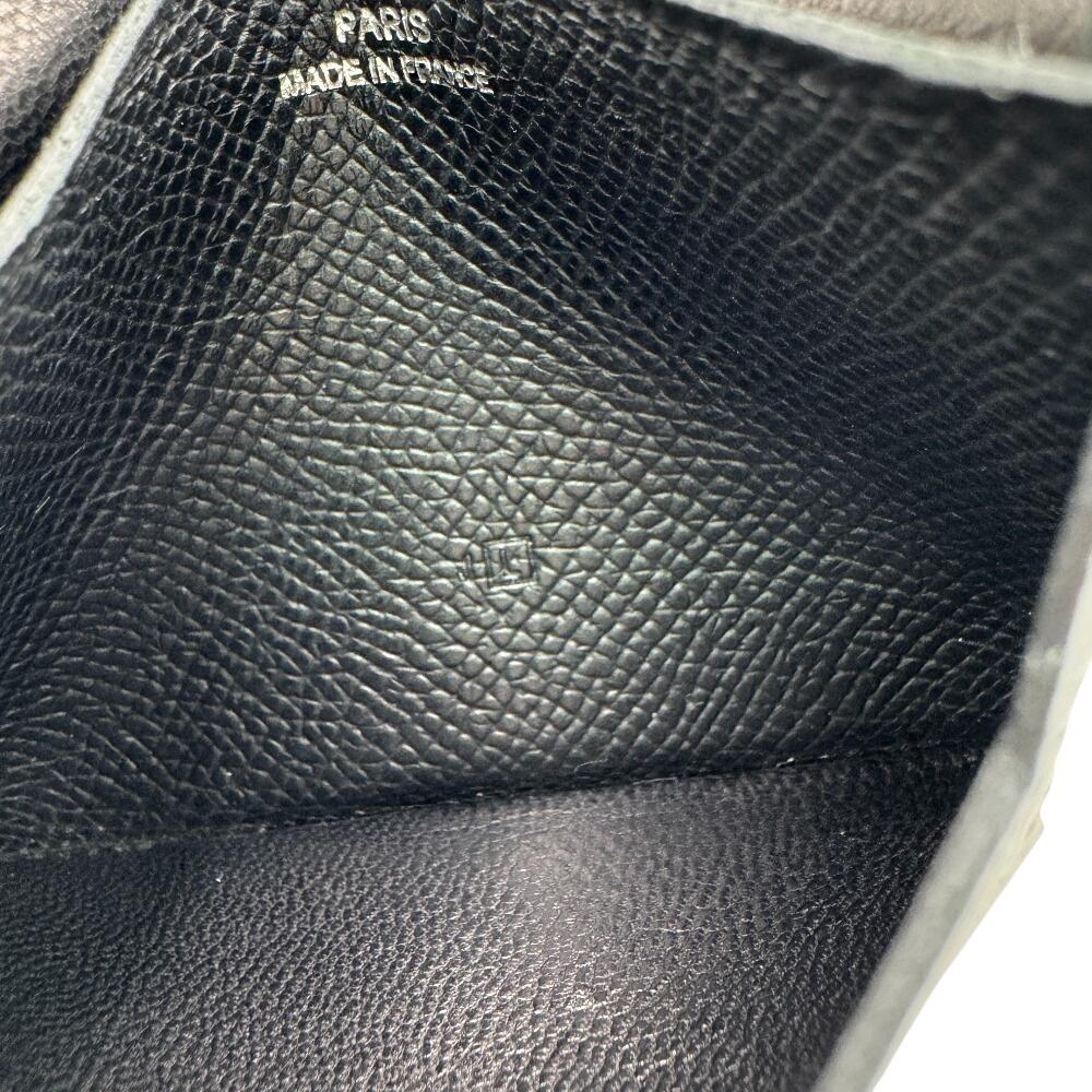 HERMES Bean leather Card Case black leather unisex Used