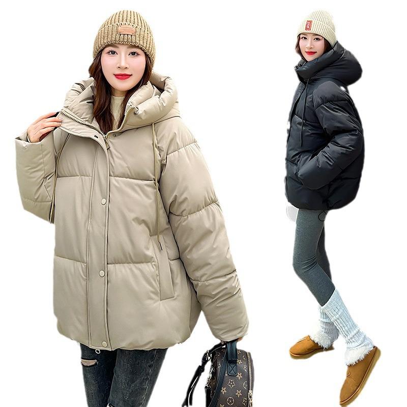 2024 Winter New Short Hooded Women's Cottonpadded Clothes European and American Down Cottonpadded Clothes Thickened Cottonpadded Jackets Women's Trend
