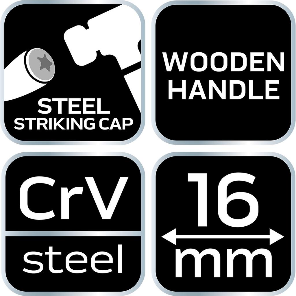 16mm chisel, CRV, wooden handle