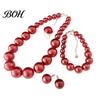 Faux Pearl Jewelry 3Pcs/Set Imitation Pearls Set, Adjustable Length Choker Necklace with Ear Studs Gift And Bracelet, Set for Weddings Banquets