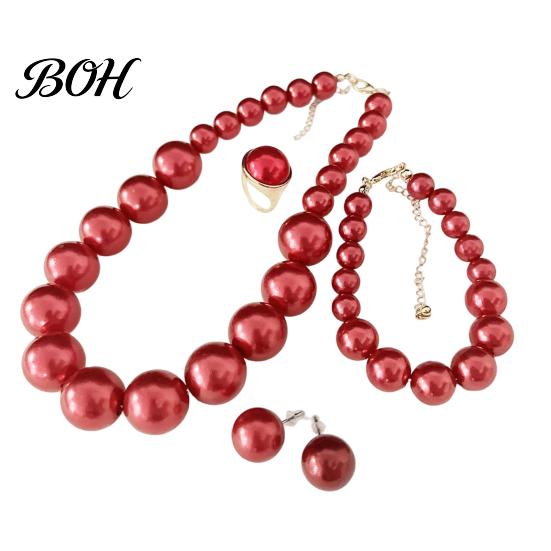 Faux Pearl Jewelry 3Pcs/Set Imitation Pearls Set, Adjustable Length Choker Necklace with Ear Studs Gift And Bracelet, Set for Weddings Banquets