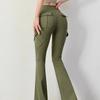 Women High Waist Flare Yoga Pants Butt Lifting Cargo Flare Leggings Soft Workout Trousers