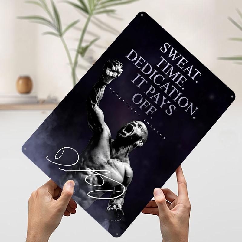 MMA Demetrious Johnson Tinplate Poster Customized Wall Art Vintage Metal Signs Retro Tin Plaque for Decoration Bedroom House 20x30cm(7.8x11.8inch)