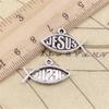 Antique Silver Fish Jesus Pendant for DIY Jewelry and Charm Bracelet 