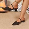 Fashion Fashion Velvet Bread Head Semi-drag Summer New Pointed Toe Shallow Cuff Foot Non-slip Wear-resistant Square Heel Shoes