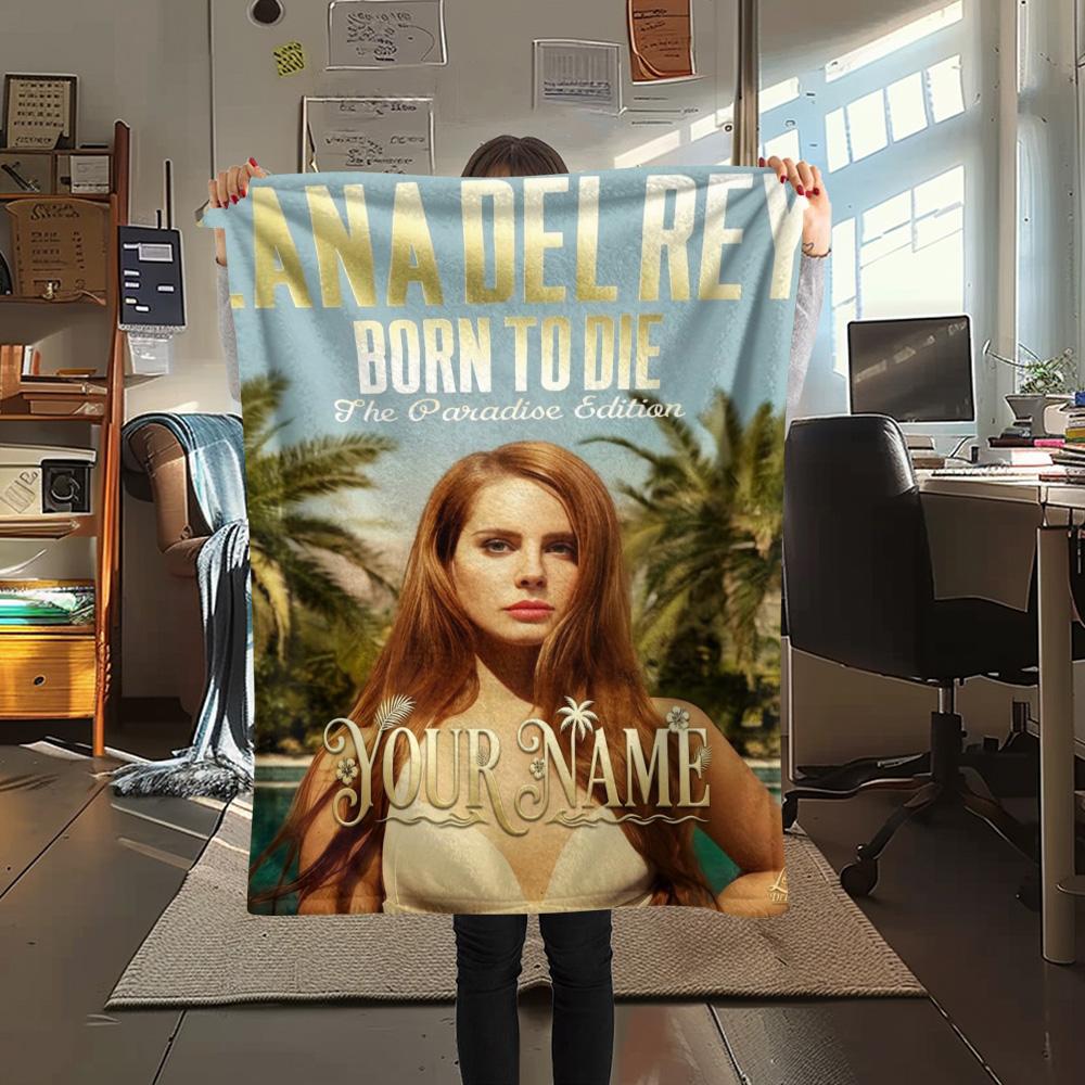 1PC Lana Del Rey Fan Art Custom Name Patterned Flannel Blanket Suitable For All Seasons For Home Decor Warmth And Comfort Gifts Holiday Present