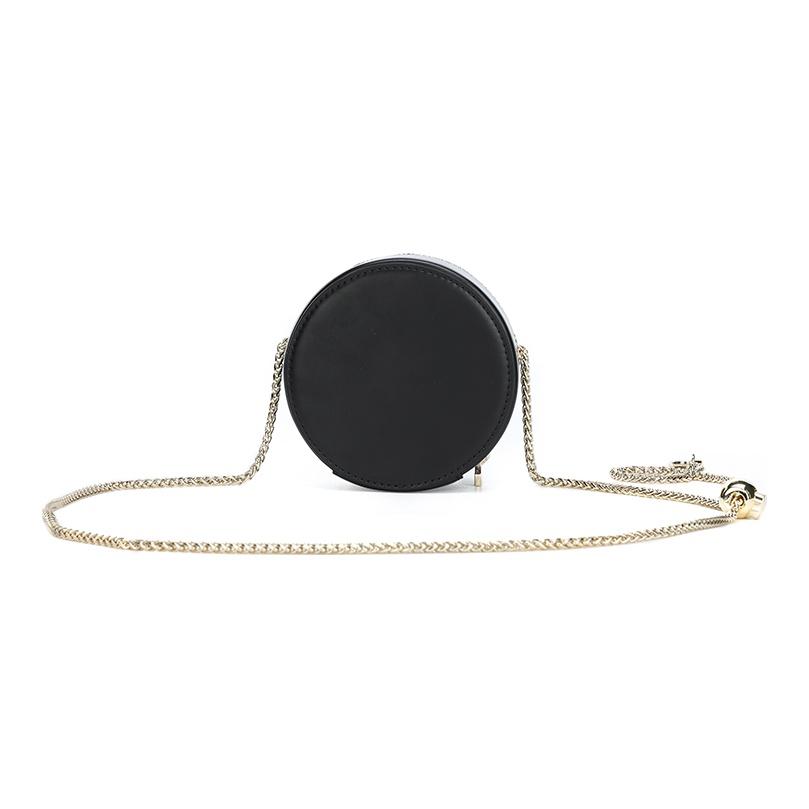 FILA Textured Commuter Chain Polyurethane Mini Round Shoulder Crossbody Bag Women bags Black F13W229167F-BK