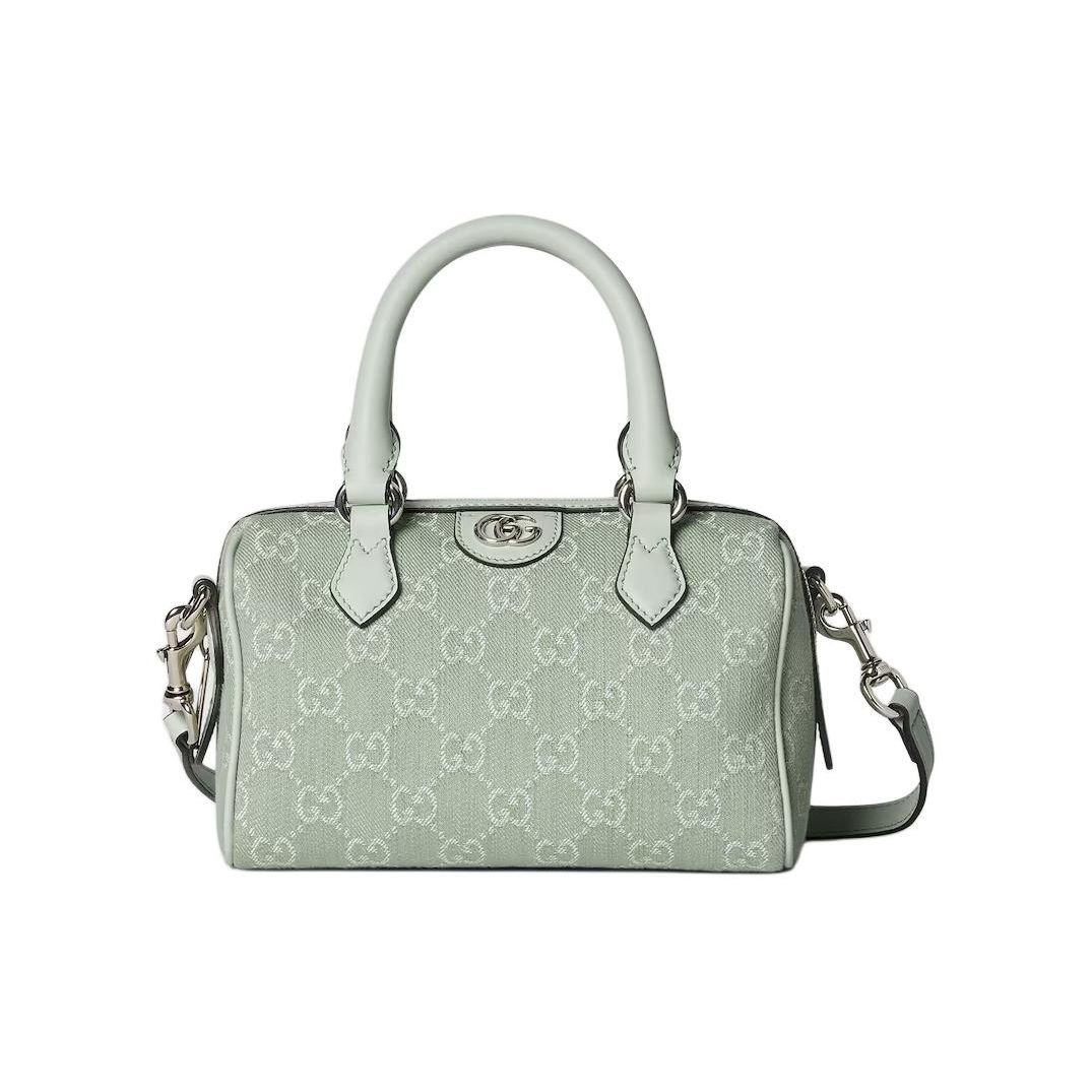 

Gucci GG Monogram Mint Green Canvas Mini Boston Top Handle Crossbody Bag For Women Luxury Daily Use Basic Set (Bag+Dust Bag)