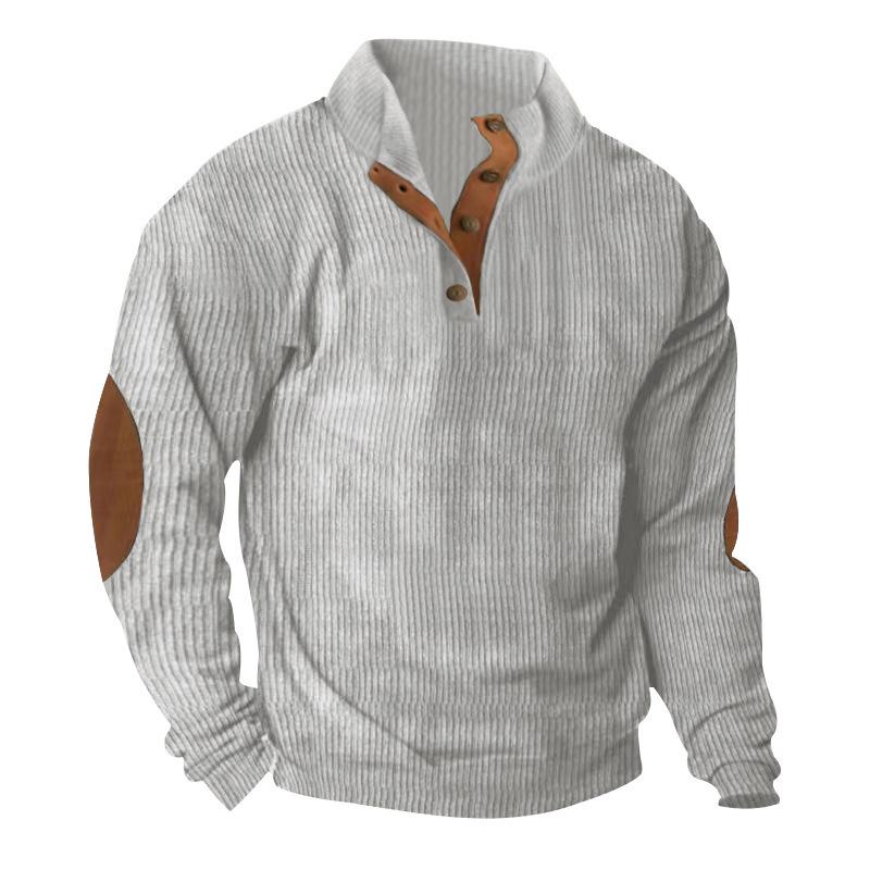 Men's Corduroy Stand Collar Long Sleeve Hoodie - Autumn/Winter Casual Outdoor Jacket