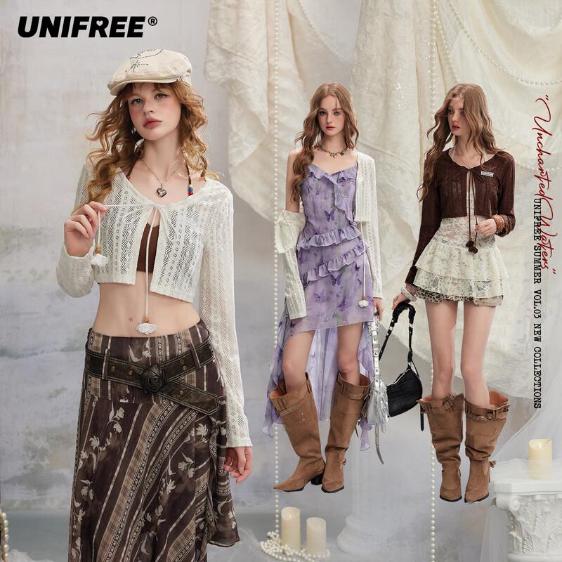 

UNIFREE Retro Hollow Knit Short Cardigan S