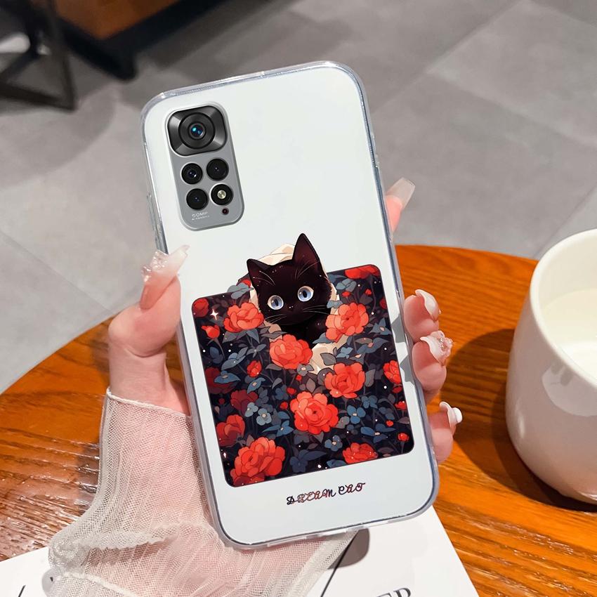 Para Redmi Note 11 11S 11T 12 12S Pro Plus Turbo Capa de Telefone Padrão de Laço Rosa Bonito Silicone Transparente de Alta Qualidade Capa Antiderrapante Para Carcaça Redmi