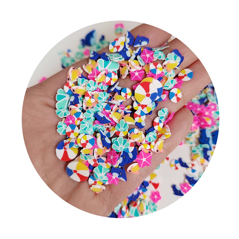 Mixed Shell Starfish Fish Beach Ball Polymer Clay Slices Sprinkles for Crafts Making DIY Slime Filling Shaker Cards Accessories