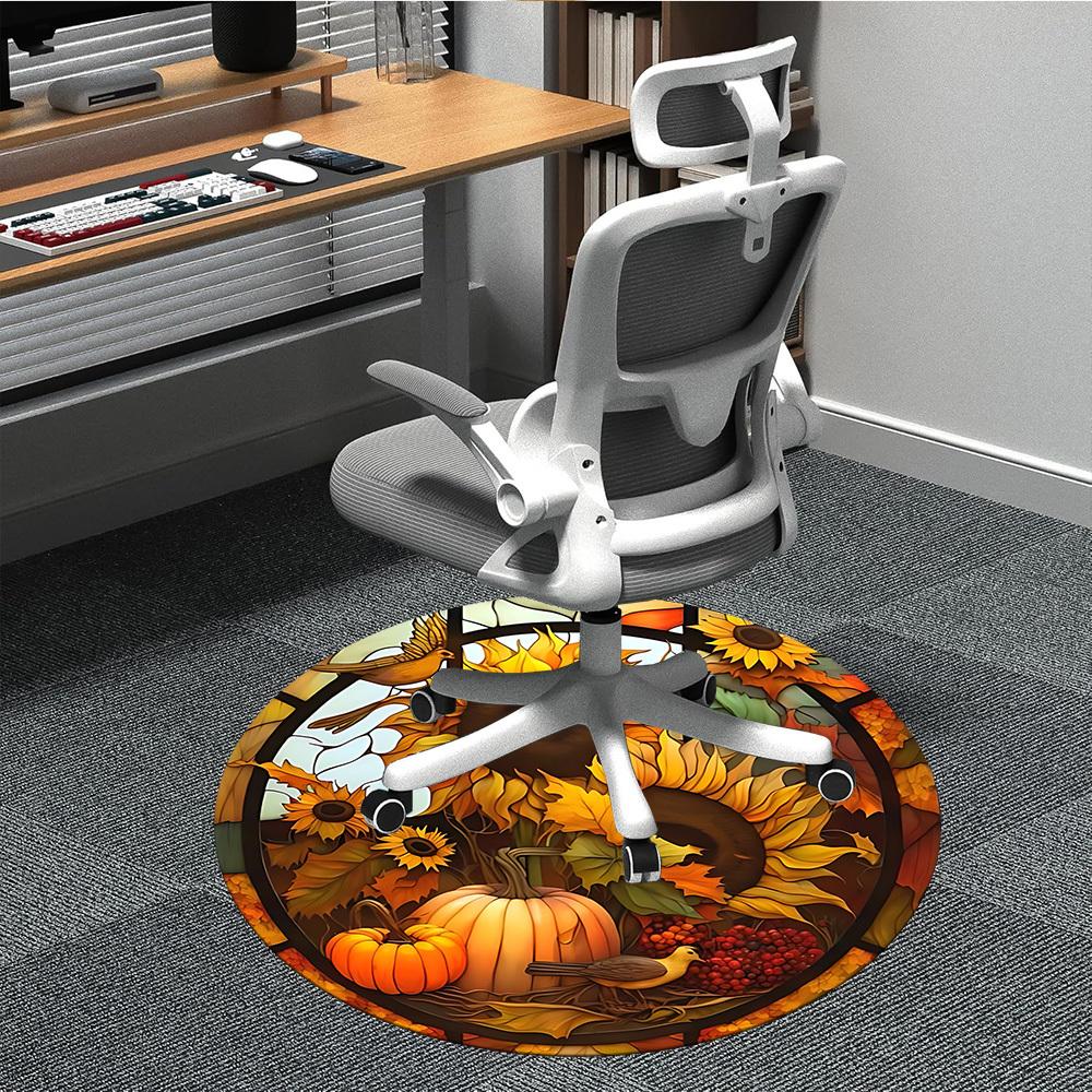 

1pc Sunflower StainedGlass Office Round Area Rug, Under Office Chairs Bedroom Living Room Home Decor, Room Deco 80cm