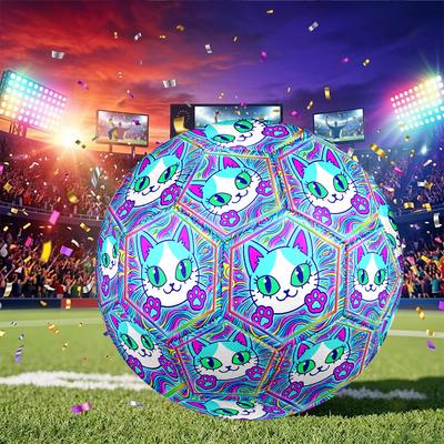 1pc Psychedelic Cat Soccer Ball Size 5, Suitable for Practice Matches/Training, Ideal for Indoor and Outdoor Sports. C6306
